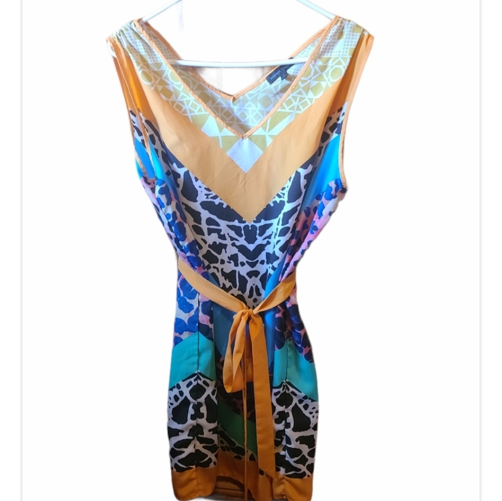Jealous Tomato multi colored tie waist dress animal print